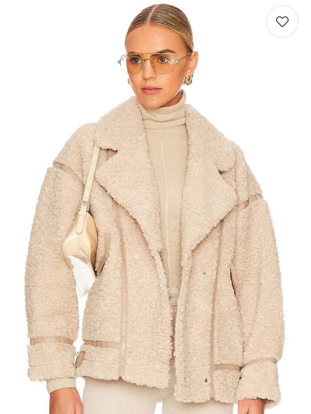 Lamarque Cream Teddy Jacket with Taupe Trim Accents